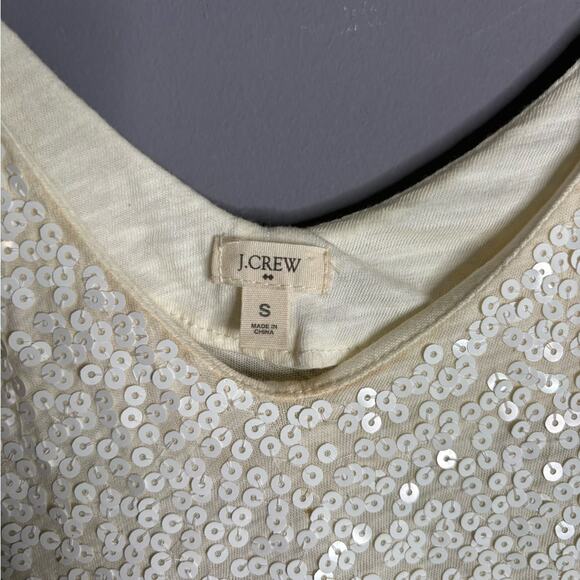 J. Crew White Tank Sequined Front With V Neckline Size Small - Picture 3 of 6